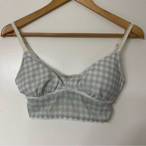 Gilly Hicks Light Blue and White Checkered Bralette